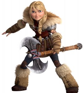Astrid standing, ready for battle with her axe