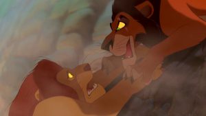 Scar about to kill Mufasa