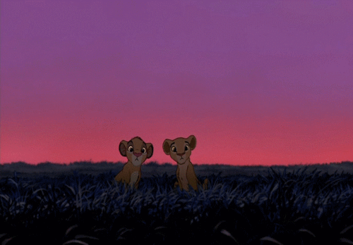 Simba and Nala, showing Simba hiding in grass