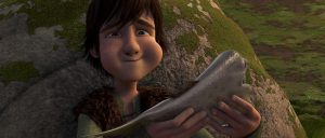 Hiccup eating regurgitated fish, scene from HTTYD 1.