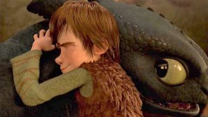 Hiccup hugging Toothless