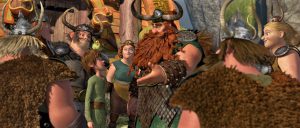 Stoick, along with other Vikings accepting and praising Hiccup.