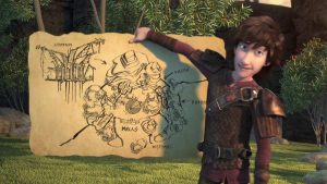 Hiccup showing complex plans for Dragon's Edge Island