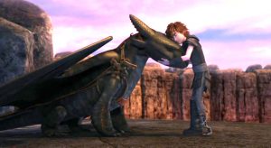 Hiccup hugging Toothless