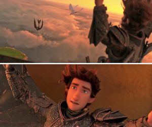Hiccup sacrificing himself to save Toothless
