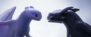 The Light Fury and Toothless falling in love