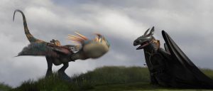 Stormfly and Toothless Playing - scene from HTTYD2.