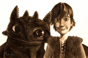 Hiccup and Toothless portrait