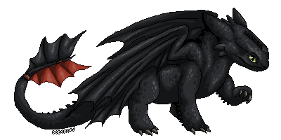 Toothless, side view, pixel art